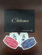 Vintage MCM Playing Cards Contura ESE Blue & Red Geometric Curved Tiki Atomic picture