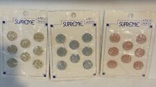 Vintage Buttons 3 Cards w/ 8 on each card~ Supreme White, Blue, Pink with Gold picture