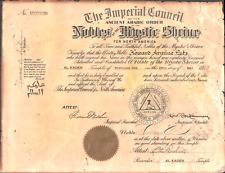 1948 AL KADER SHRINERS Vintage Nobles Masonic 10x13 Certificate PORTLAND, OREGON picture