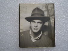 VINTAGE PHOTOBOOTH PHOTO~HANDSOME YOUNG MAN IN FEDORA HAT picture
