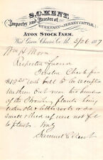 1887 SAMUEL C KENT AVON STOCK FARM GUERNSEY JERSEY CATTLE HEIRLOOM AUTOGRAPH PA picture