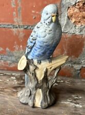 Vintage Angeline Originals  Blue Parakeet Figurine Hand Painted Bisque  6” picture