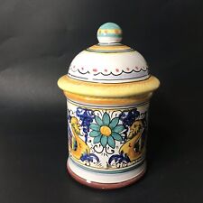 Hand Painted Italian Sur La Table Lidded Ceramic Canister 7 1/2” Made In Italy picture