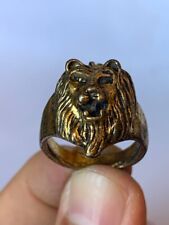 RARE EXTREMELY ANCIENT BRONZE ANTIQUE VIKING LION HEAD RING ARTIFACT AUTHENTIC picture