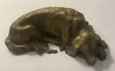 Vintage Sleeping Dog Heavy Brass 3.5” Paperweight picture