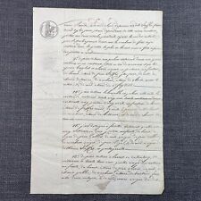 Antique Document 1821 French Will and Testament Embossed Timbre Royal Seal picture