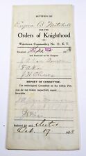 WATERTOWN NY 1923 Knights Templar Petition For Affiliation - Eugene B. Mitchell picture