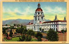 Vtg 1930's Pasadena City Hall Civic Center Public Library California CA Postcard picture