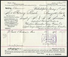 1891 PERRINE (LIQUOR IMPORTERS) Invoice Philadelphia picture