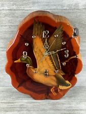 VTG Live Edge Wood Duck Mallard Resin Junghans Germany 12” Wall Clock Works picture