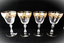 Antique set 4 Saint Louis France Water Wine Goblet Glasses gold gild encrusted A picture