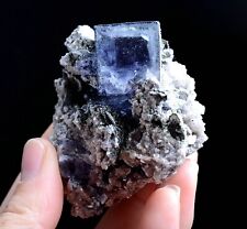115g Natural Bismuthinite Purple FLUORITE Calcite Mineral Specimen/Yaogang  xian picture