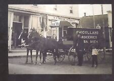 REAL PHOTO ALBA MICHIGAN GROCERY STORE DELIVERY WAGON HORSE POSTCARD COPY picture