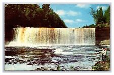 Paradise MI Michigan Tahquamenon River Upper Falls Chrome Postcard Posted 1950's picture
