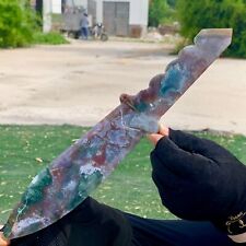 231G Amazing natural marine jasper crystal carving edged sword jasper aura stone picture