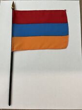 New Armenia Mini Desk Flag - Black Wood Stick Gold Top 4” X 6” picture