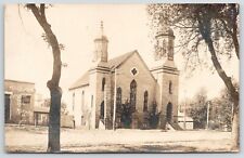 Amboy Illinois~Methodist Episcopal Church~Store~Water Tower~1912 RPPC picture