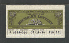 1974 or 1975 MICHIGAN JACKPOT LOTTERY TICKET $0.50  50¢ picture