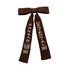 Kansas Centennial Bowtie 1961 Brown Bow Tie Collectible KS Buffalo State Seal picture