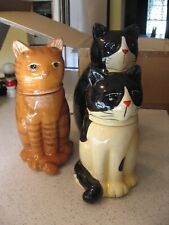 Vintage Box of 3 Linda Spivey Cat Canisters with Seals picture