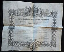 NAPOLEON III SIGNED IMPERIAL ORDER OF LEGION OF HONOR - 1865 picture