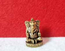 Golden Ganesh Elephant Statue Sculpture Seated Meditation Blessing Tiny Brass 1