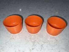 Vintage TUPPERWARE #1229 Set of 3 Small Orange Plastic Snack Cups NO LIDS picture