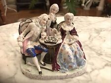 Antique German Porcelain Figurine 3 Ladies & Man Chess 19th C. Meissen Style picture