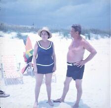1970 Older Man Woman Standing on Beach Dark Clouds Florida 126 Kodachrome Slide picture