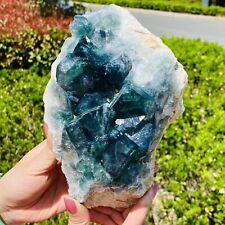 3.96LB Top Natural green cubic fluorite quartzcrystal mineralspecimen picture