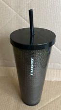 Starbucks Solid Black Sequin Venti Tumbler 24 oz w Lid and Straw NOS w/TAGs RARE picture