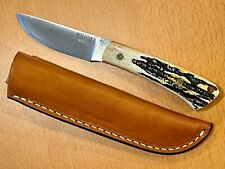 Bark River Knife & Tool Stag Handle Fixed Blade Knife w/ Leather Sheath picture
