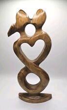 Abstract Hand Carved Wooden Sculpture Couple Kissing Embracing Infinite Love 9