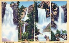 Yosemite National Park Falls Posted California Vintage Linen Post Card  picture