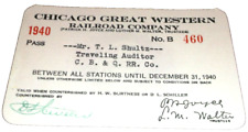 1940 CHICAGO GREAT WESTERN RAILWAY CGW EMPLOYEE PASS #460 picture
