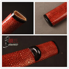 Red Rayskin Wrapped Wooden Saya Sheath For Japanese Katana Sword Horn Fittings picture