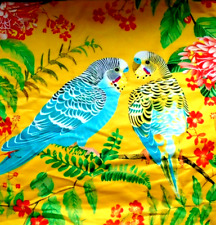 BUDGERIGAR BUDGIE LARGE LINEN CUSHION COVER. NEW AND HIGH QUALITY. NYLON ZIP   picture