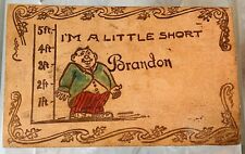 antique  “I’M A LITTLE SHORT” USED LEATHER POSTCARD picture