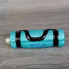 Old World Christmas Yoga Mat Ornament Blue Blown Glass Hanging Glitter OWC picture