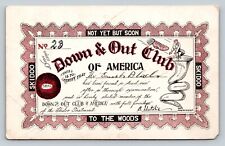 c1907 Down & Out Club Of America Certified Seal Skidoo ANTIQUE Comic Postcard picture