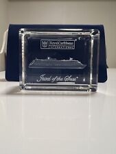 RARE ROYAL CARIBBEAN Jewel Of The Seas Ship 3D Etched Crystal Block picture