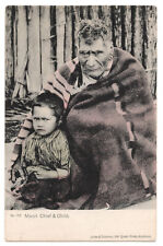 1910 Postcard Jones & Coleman, Auckland N.Z. ~ MAORI Chief & Child ~ NEW ZEALAND picture
