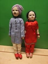  VINTAGE HAND CRAFTED RAJASTHANI DOLLS MAN & WOMAN  INDIA (2)  picture