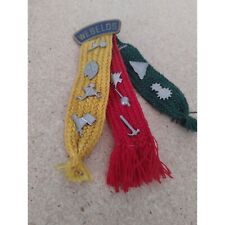 Boy Scouts Webelos Tri-Color Woven Ribbon with 11 Silver Tone Award Pins picture