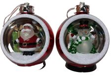 Vintage Lighted/Red Santa/Snowman Color Changing Christmas Ornaments (2) picture