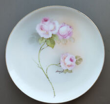 Beautiful Antique 1920s Austria HUB Hand Painted Roses Plate - 9 1/2 picture