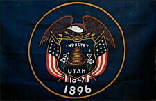 Utah State Flag 1896 joined Union ~ 1950-60s vintage postcard picture