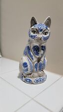 Vintage Nancy Lopez 1981 Delft Blue & White Cat Ceramic Mosaic picture