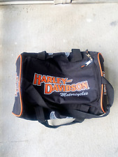 HARLEY DAVIDSON Motorcylcles Genuine Logo Black Orange Zip Duffle Bag picture