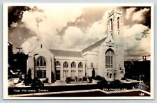 Hollywood CA~First Methodist Church~Panorama~English Gothic~Tower~RPPC picture